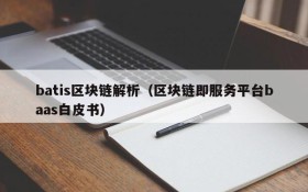 batis区块链解析(区块链即服务平台baas白皮书)