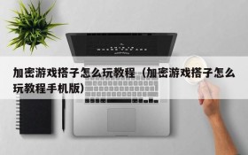 加密游戏搭子怎么玩教程(加密游戏搭子怎么玩教程手机版)