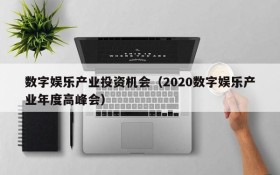 数字娱乐产业投资机会(2020数字娱乐产业年度高峰会)